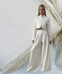 Шерсть Max Mara молочного цвета трендовые ткани купить онлайн с доставкой