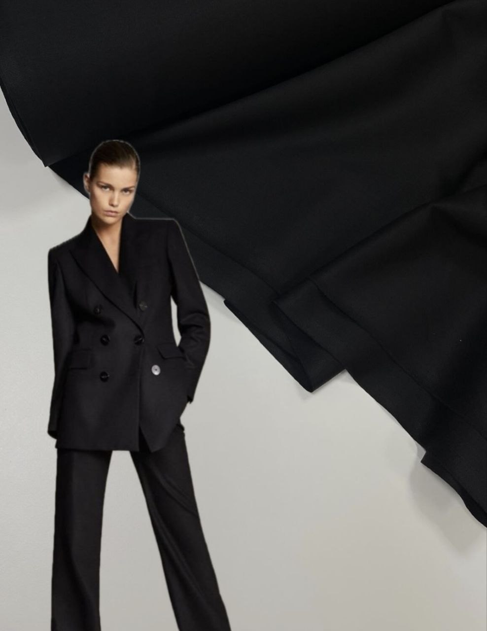 2026-03-20 15.49.46 Черная Итальянская костюмная 100% шерсть купить недорого в интернет-магазине в Москве в розницу по оптовой цене