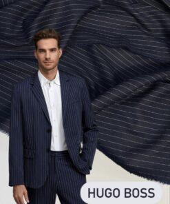 Костюмная темно-синяя шерсть в полоску от Hugo Boss купить недорого в интернет-магазине в Москве в розницу по оптовой цене