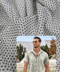 Итальянский белый лен с мелким принтом