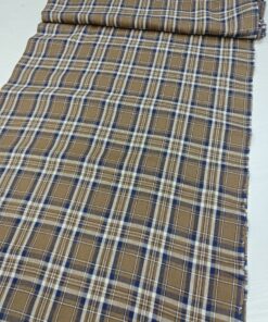 Лен коричневый в сине-белую в клетку купить в интернет-магазине в Москве