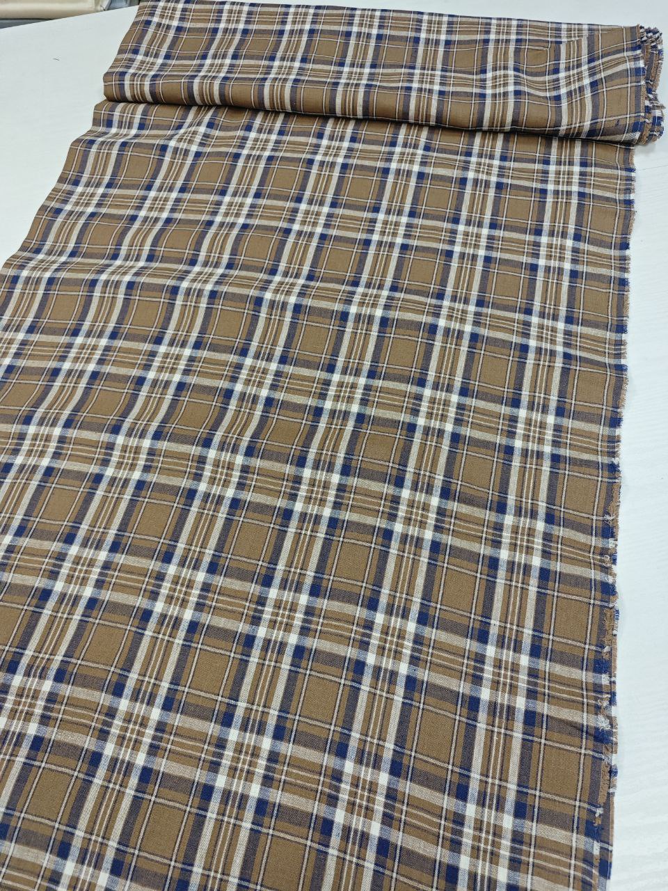 2026-03-20 15.52.22 Лен коричневый в сине-белую в клетку купить в интернет-магазине в Москве