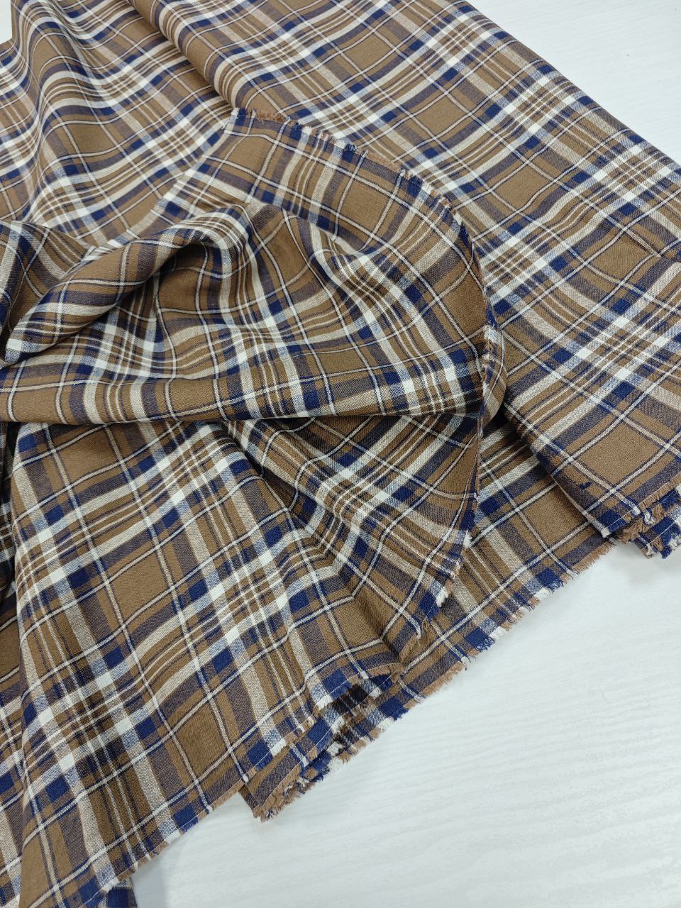 2026-03-20 15.52.25 Лен коричневый в сине-белую в клетку интернет магазин с доставкой по всей РФ