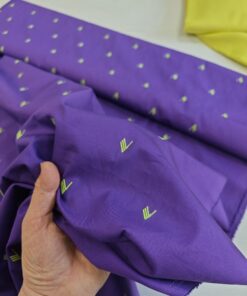 Итальянский хлопок фиолетовый с вышивкой цвета лайм интернет магазин с доставкой по всей РФ