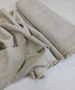 Натуральный 100% серо-бежевый лен в клетку