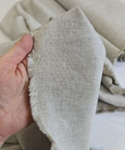 Натуральный 100% серо-бежевый лен в клетку