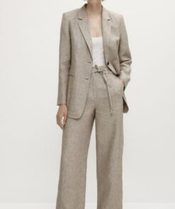 Натуральный 100% серо-бежевый лен в клетку