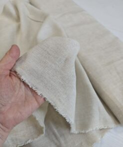 100% бежевый лен в клетку из Италии