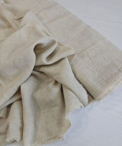 100% бежевый лен в клетку из Италии