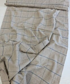 Итальянский бежевый хлопок в синию клетку купить в интернет-магазине в Москве