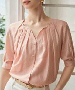 Воздушный хлопок с шелком персикового цвета