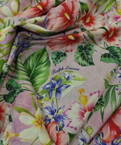 Шёлк со стока Ralph Lauren с принтами цветов купить в Москве со склада недорогие ткани с доставкой