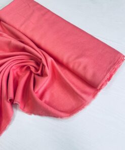 Смесовый лён розово-кораллового цвета