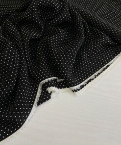 Черный шелк крепдешин Max Mara в мелкий белый горошек интернет магазин с доставкой по всей РФ