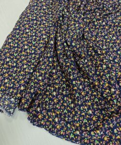 Темно синяя штапельная вискоза с мелкими листочками интернет магазин с доставкой по всей РФ