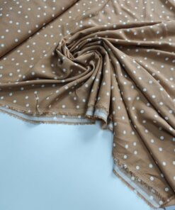 Светло-коричневая Турецкая вискоза в горошек купить в розницу недорого
