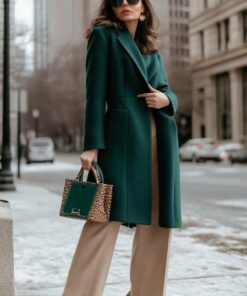 Пальтовая двухсторонняя шерсть с кашемиром Max Mara (изумрудный/серый)